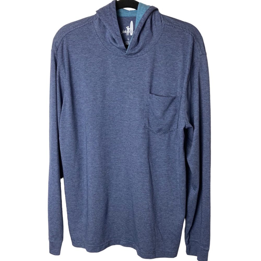 Johnnie-O blue striped long sleeve lightweight hoodie. Large